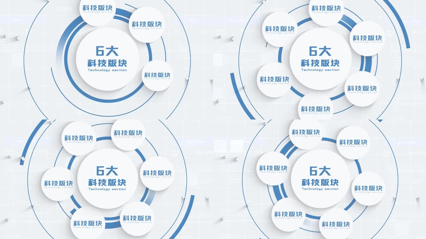 无插件-6大白色干净科技分类AE模板