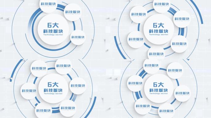 无插件-6大白色干净科技分类AE模板