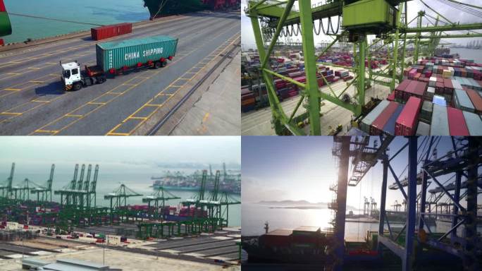码头港口素材 集装箱吊装运输转运