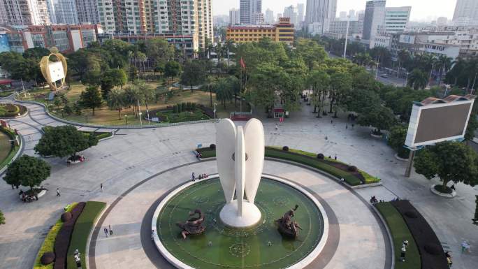 广西北海北部湾广场雕塑航拍