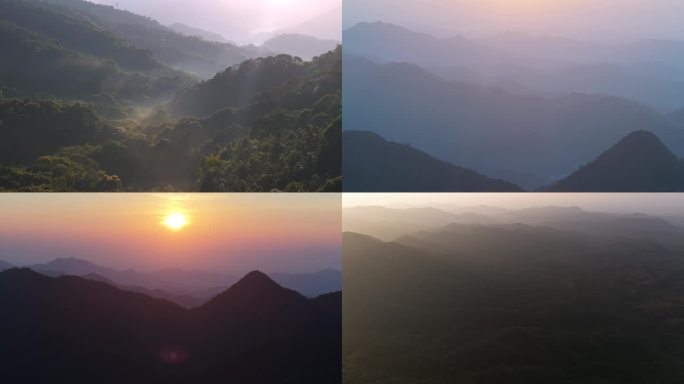 雨林大自然群山日出4k航拍