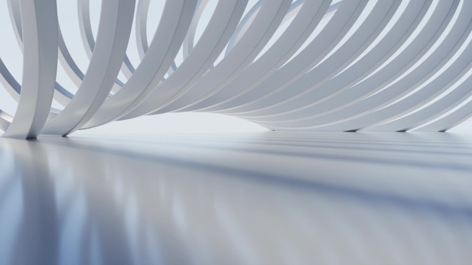 简洁弧线线条抽象建筑光影三维动画