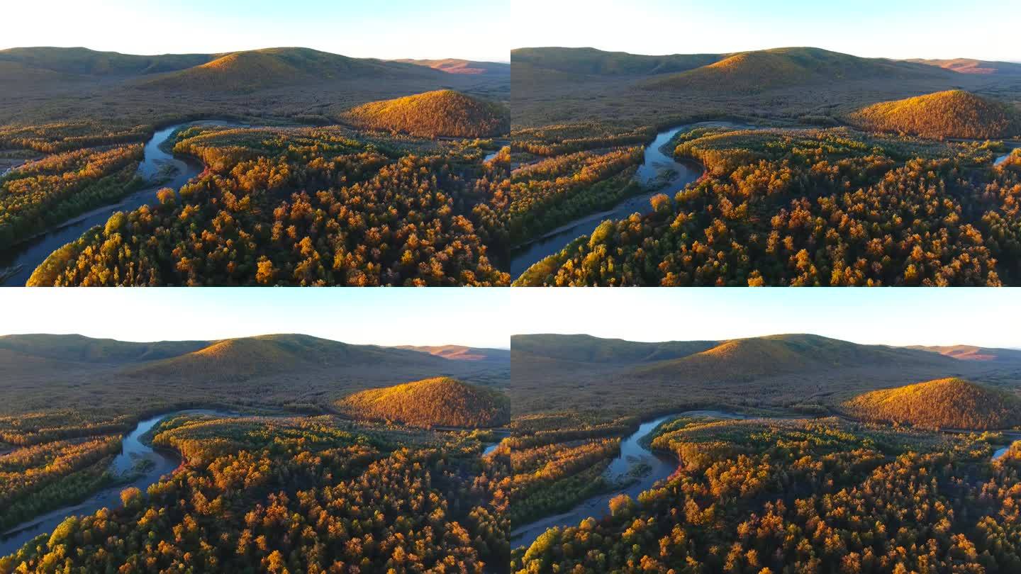 内蒙古大兴安岭根河湿地秋季航拍