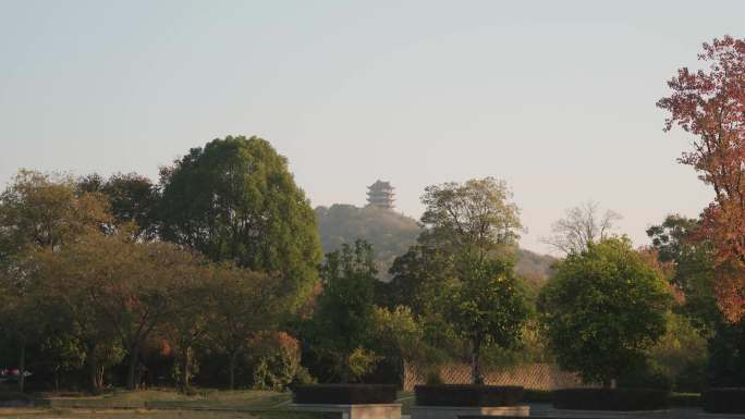 秋冬季节滨江公园4K素材