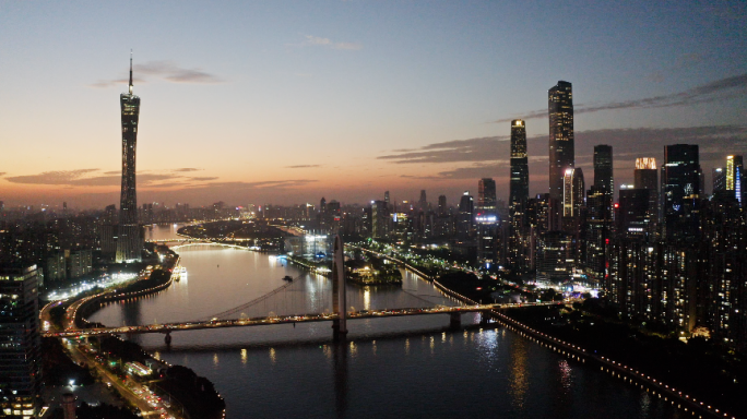 广州塔猎德大桥国金大厦珠江夜景