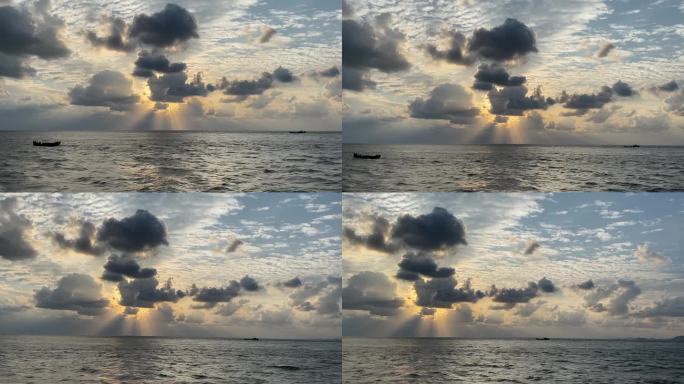 海上的日落云朵
