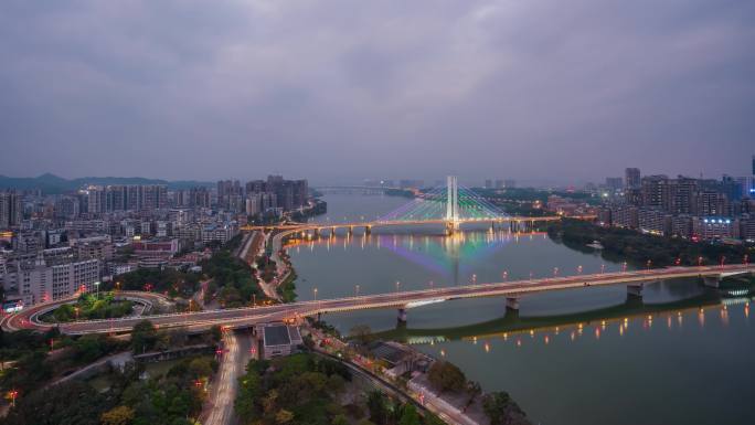 惠州合生大桥与惠州大桥日转夜4K-40P