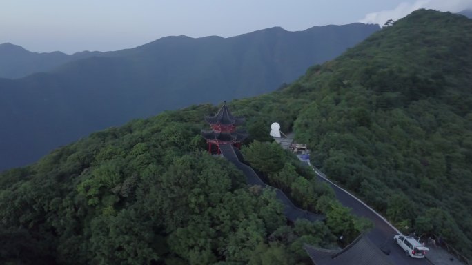 贵州梵净山树木亭台航拍