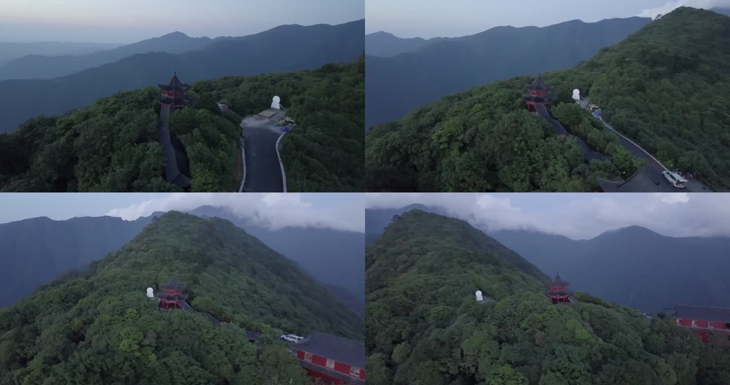 贵州梵净山树木亭台航拍