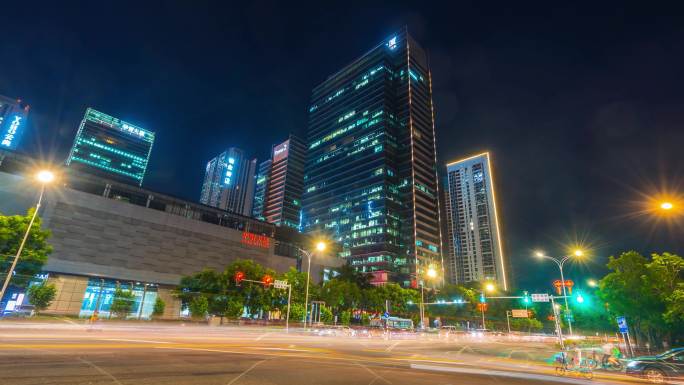 惠州华贸天地夜景车流延时4K