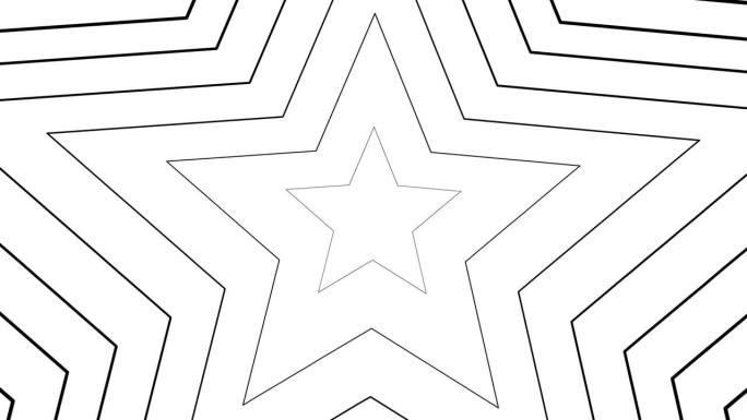 动画增加的黑色星星从中心出现。背景从线性符号。毛圈的视频。矢量插图隔离在白色背景上。