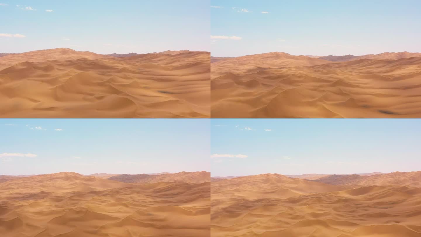 沙漠黄沙沙丘大漠风光影子在沙漠移动