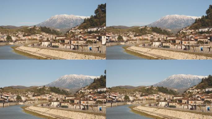 培拉特城市景观和山脉，阿尔巴尼亚建筑的骄傲，建立拍摄