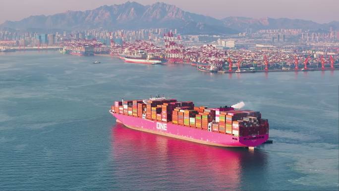 ONE粉色超大型集装箱船进港 -4