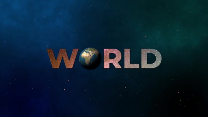 3 d动画。文字世界和旋转的地球。世界环境日祝福3D旋转行星动画文本
