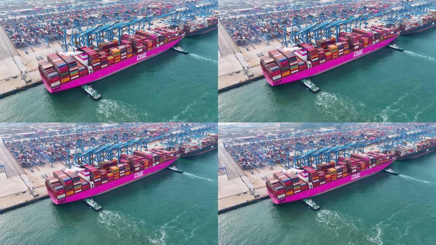 ONE粉色超大型集装箱船进港 -9