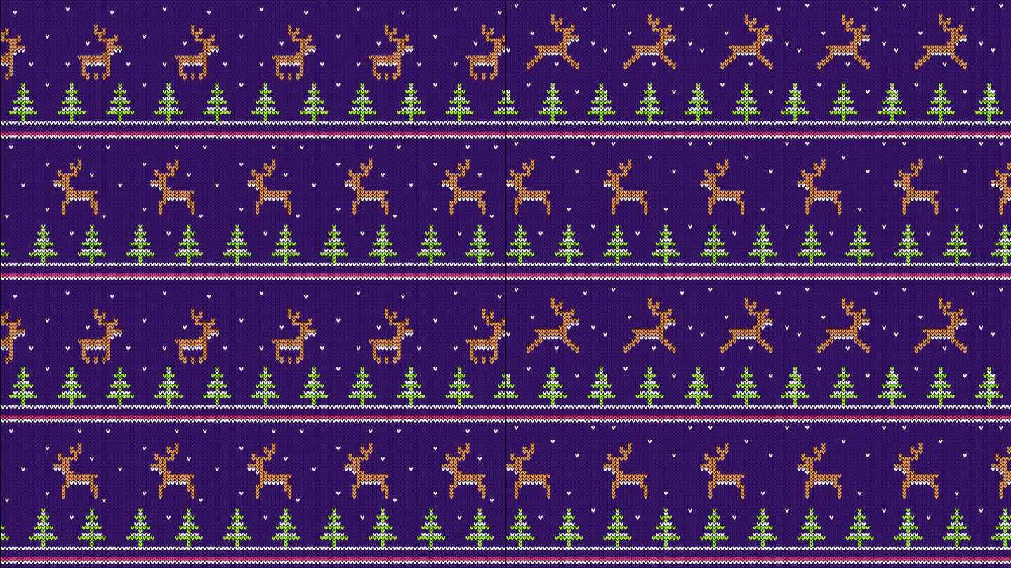 针织图案与奔跑的鹿和圣诞树的毛衣