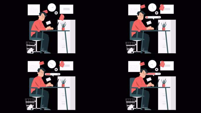 在办公室工作的人用电脑在台式机上制作带有alpha通道的4k动画