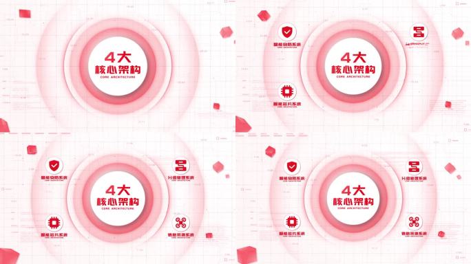 【4项】简洁红色四大项目分类展示