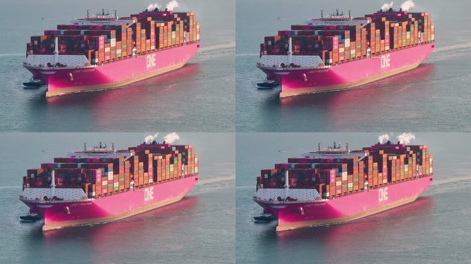 ONE粉色超大型集装箱船进港-1