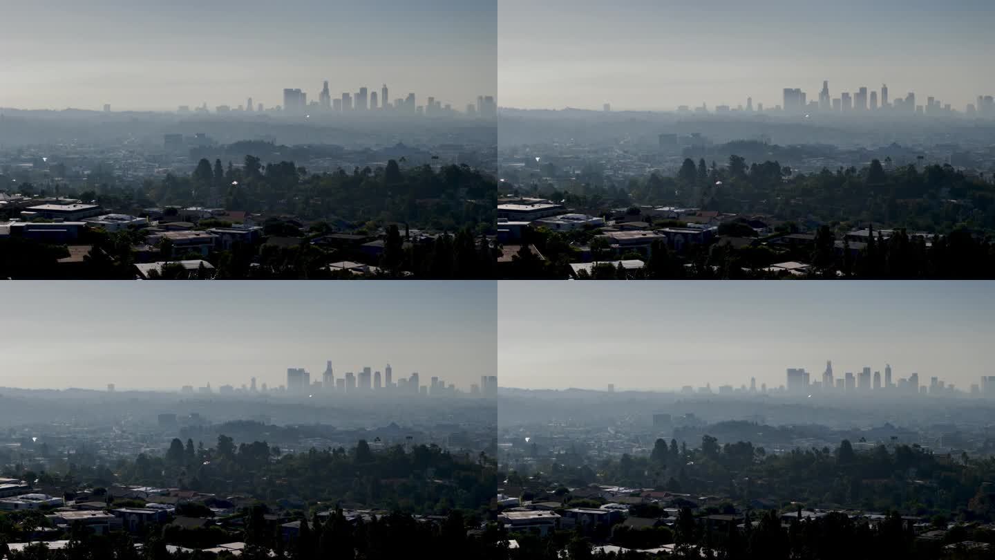 加州洛杉矶市中心国外鸟瞰市中心