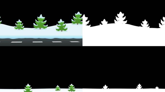 2张滚动雪景的视差照片(平面设计，循环)