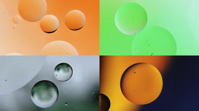 彩色微距摄影水滴水球水分子合并视频