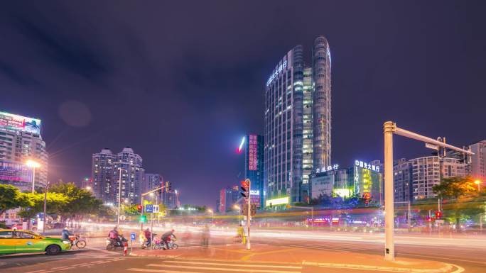 惠州麦地曼哈顿夜景车流延时-4K