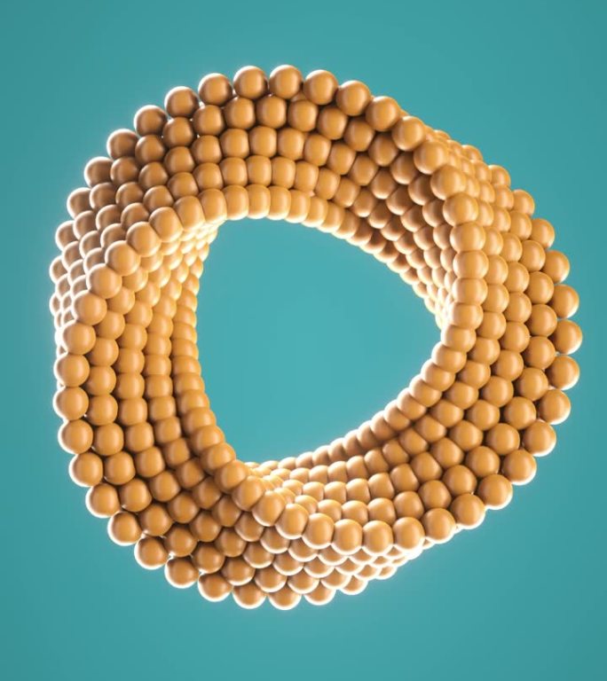 旋转球成型成不均匀圆的三维循环动画。垂直的背景