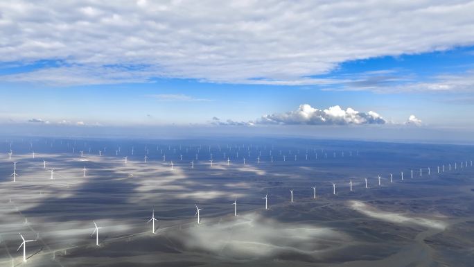 风机海洋绿色新能源大规模大片风机风电
