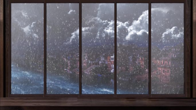 【原创】舞台投影阴天打雷狂风暴雨视频素材