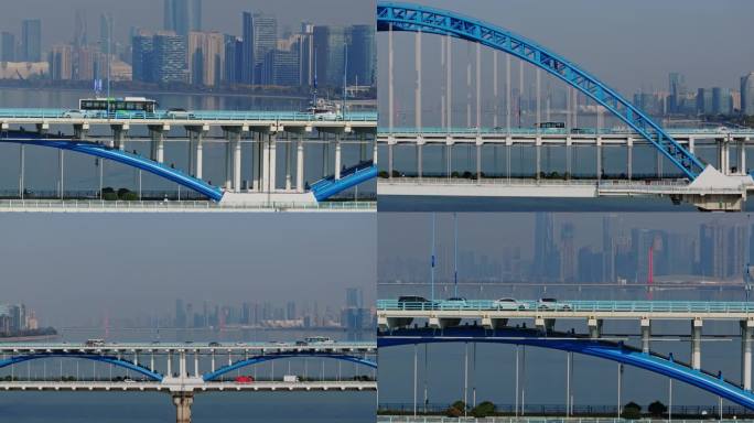 杭州复兴大桥 交通航拍跟车合集 桥梁拍摄
