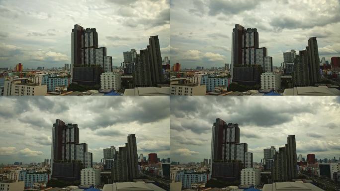 泰国曼谷的城市建筑与头顶的云的时间流逝。