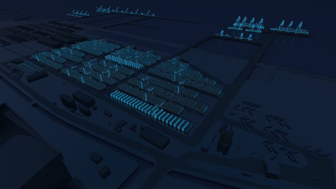 三维3D动画港口无人装船集装箱科技码头