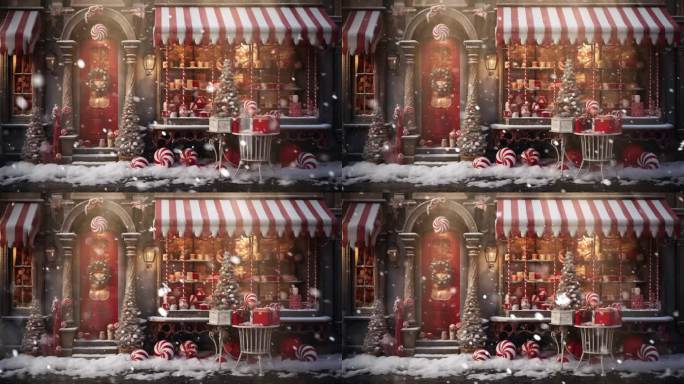欧洲圣诞街头店铺 装饰背景