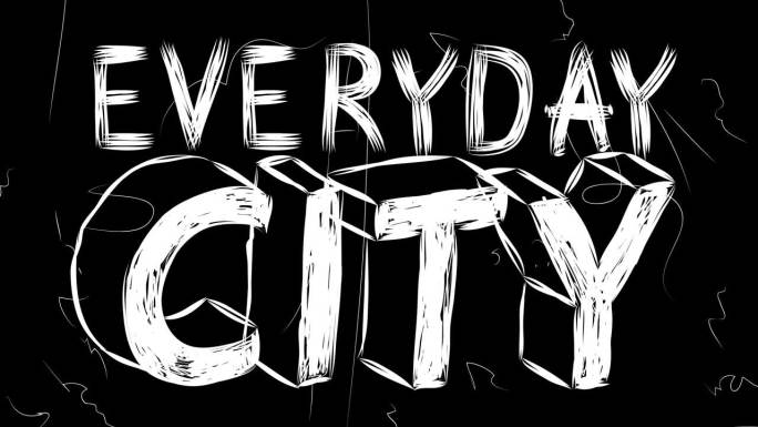 每天城市字动画的旧混乱的电影带垃圾效果