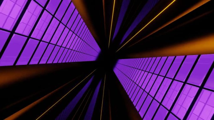紫色和黄色侧面圆柱体隧道背景VJ环路在4K