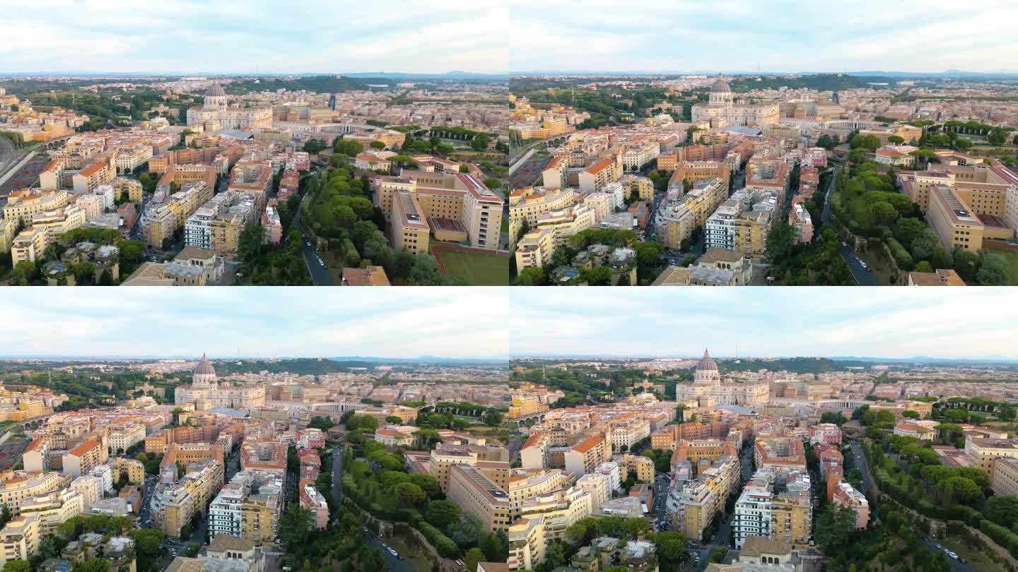 美丽的建立拍摄罗马，意大利与背景梵蒂冈城在典型的一天