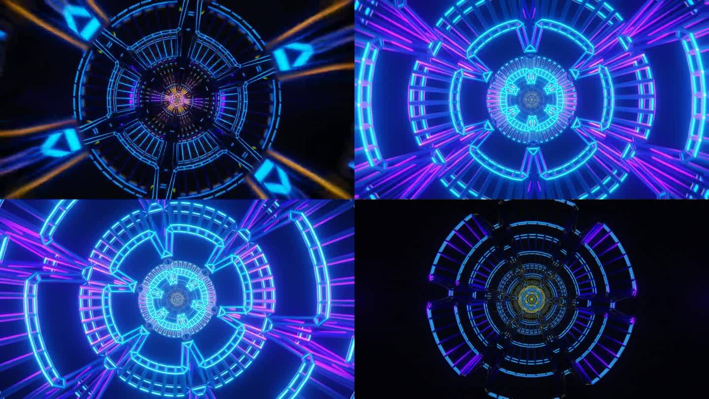 霓虹灯注入VJ循环背景与迪斯科的节奏节拍。