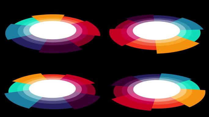 4K视频一个彩色轮调色板动画循环在彩虹阴影