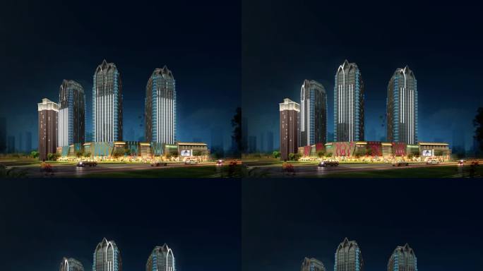 七彩大楼大厦灯光亮化设计展示案例素材