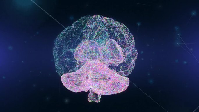 3D脑扫描神经元工作循环动画