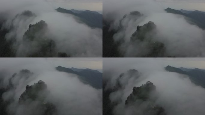 贵州梵净山云雾山顶房屋航拍