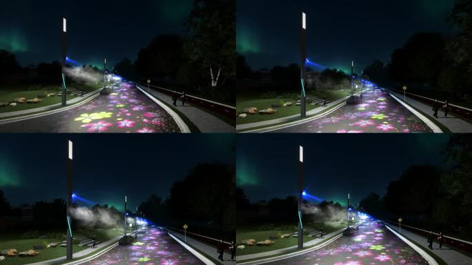 路灯投影带喷雾设计效果展示案例