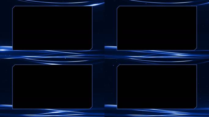 蓝色光线条粒子边框通道循环视频遮罩