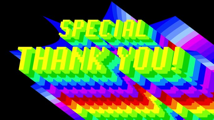 特别感谢你。4k动画字与长层彩色阴影与彩虹的颜色。