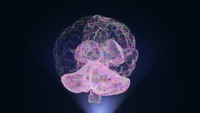 神经元和受体工作的脑全息图三维动画
