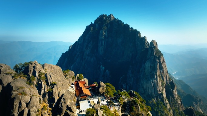 航拍黄山风光天都峰黄山旅游宣传片