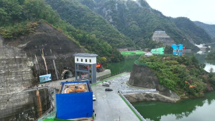 航拍陕西镇安抽水蓄能电站绿色充电宝新能源