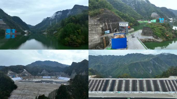 航拍陕西镇安抽水蓄能电站绿色充电宝新能源